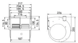 Drawing of Centrifugal ventilation fan